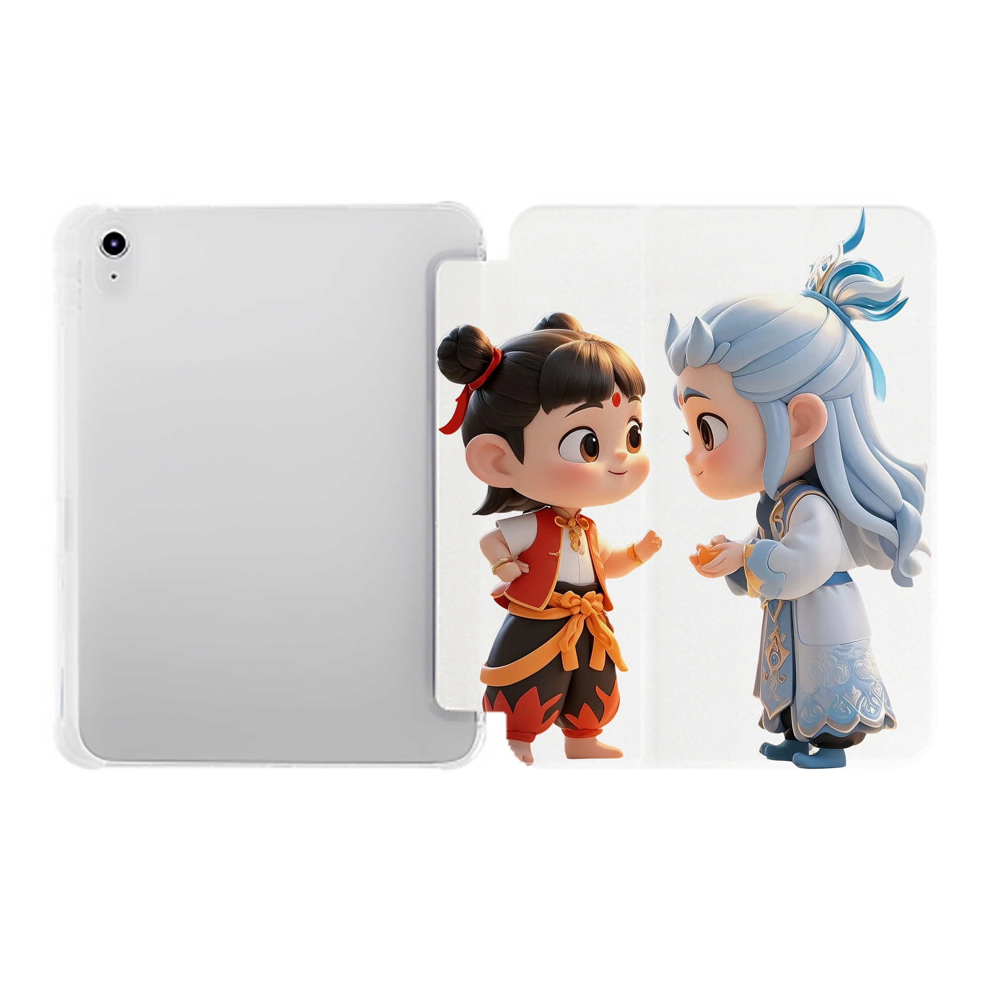 （画像用） Ne Zha 2 ナタ 魔童の大暴れ IPad ケース ペン収納付き 三つ折りスタンド PUレザー×シリコン 対応機種9.5/10.5/10.9インチ